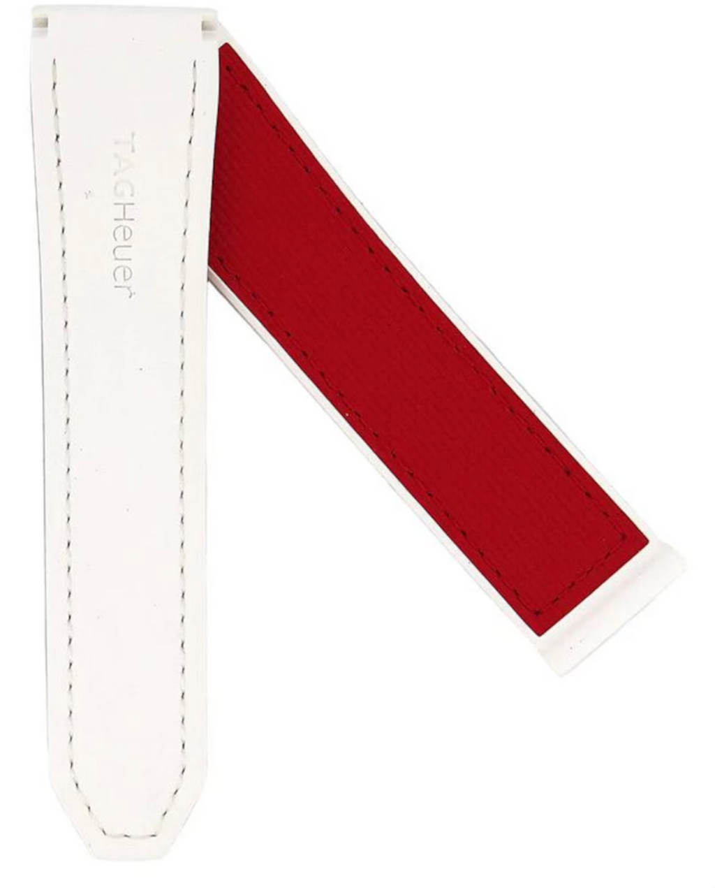 TAG Heuer Monaco FT6277 FC5091-CS CBL218C White Red Rubber Calfskin Strap 22mm | Genuine OEM